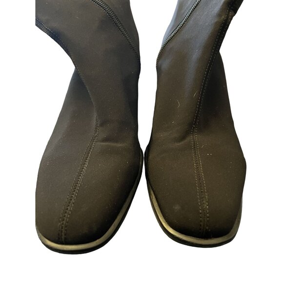 Easy Spirit Black Block Heel Ankle Boots Size 9B Womens Fabric & Leather Upper - Picture 3 of 13